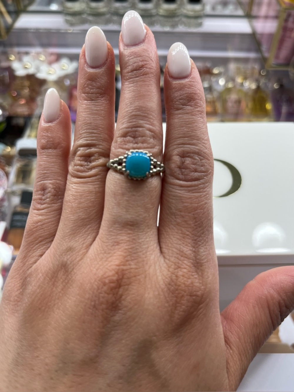 Pandora Sterling Silver Turquoise-Blue Cabochon Ring